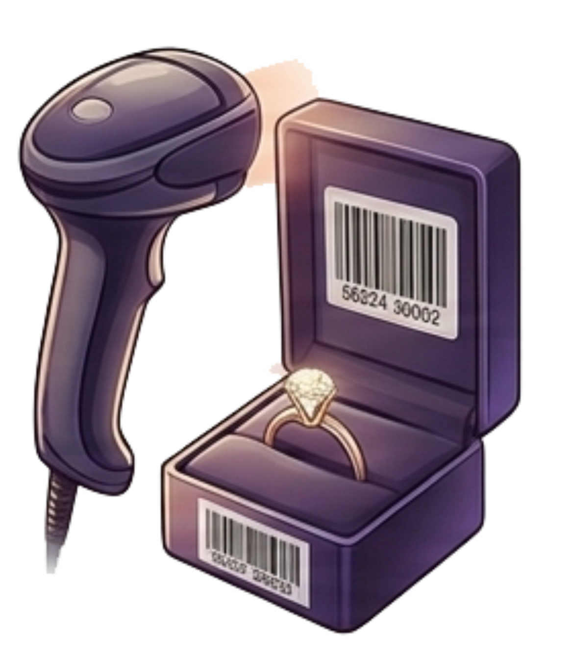 Search or scan the jewellery item using RFID or barcode.